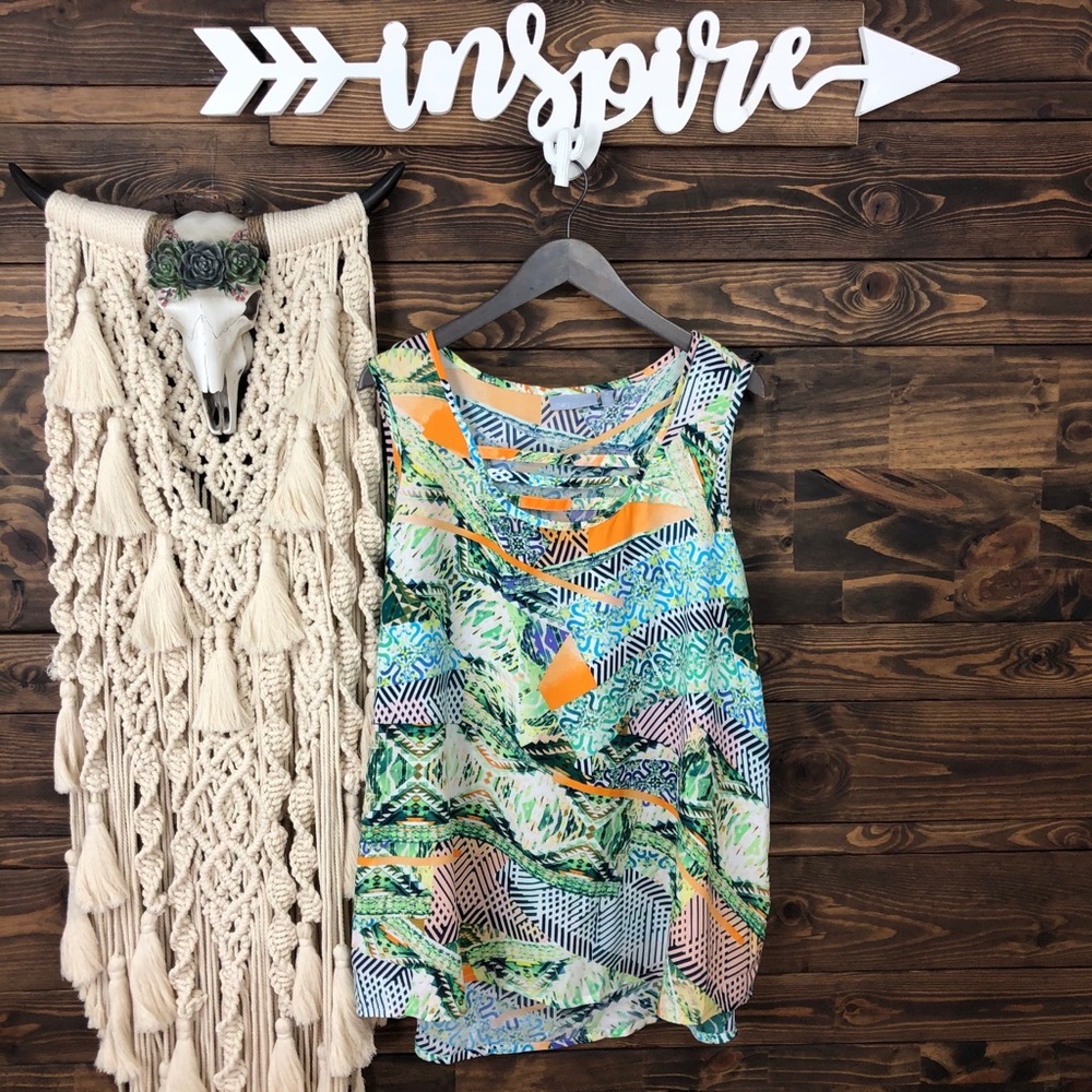 Harper + Liv | Sleeveless Tropical Strappy Blouse‎